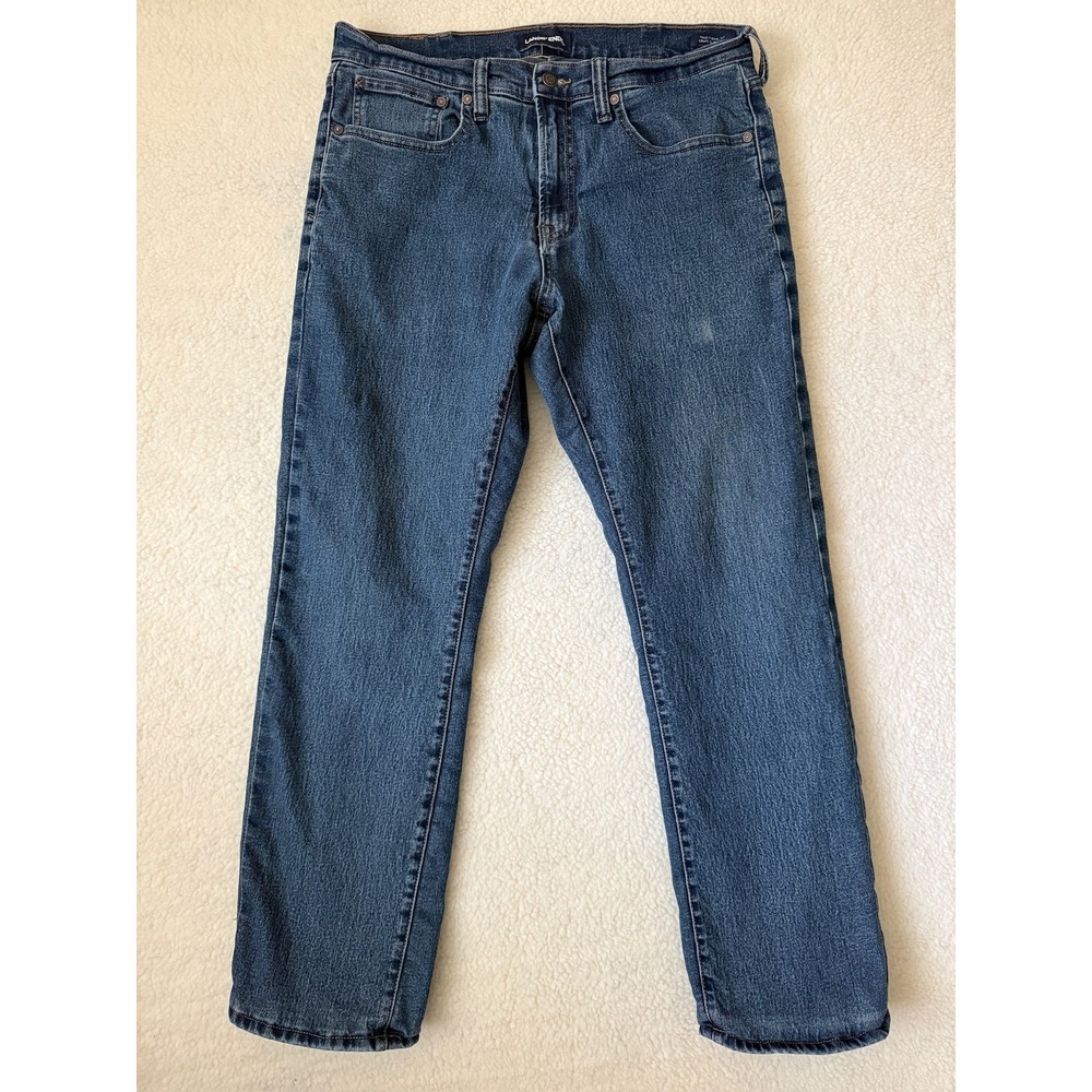 Lands' End Traditional Fit Jeans Mens 34x30 Blue Straight Flannel Lined Denim